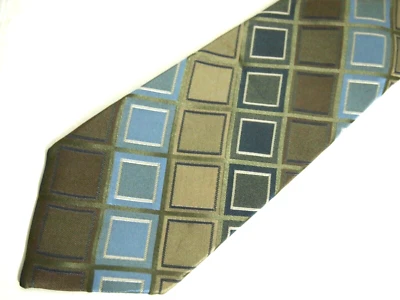 Corbata Axcess Para Hombre Marrón Azul Cuadros Seda 61" Larga Carrera Foto 1 de 4