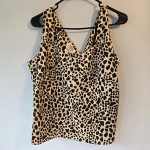 Talbots Women's Silk Sleeveless Blouse Animal Print Cheetah Size 16W - Picture 1 of 3
