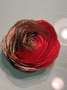 6 Handmade Crepe Flowers RED & Gold Chinese New Year Party Decor Streamer 2” - Picture 1 of 5
