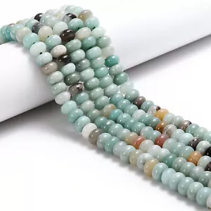 Natürliche gemischte Amazonit glatte Rondelle Perlen Größe 5x8 mm 15,5"" Strang - Bild 1 von 2