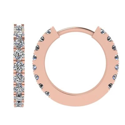 Pendientes de aro Huggie enchapados en oro rosa de plata de ley con circonitas cúbicas redondas Foto 1 de 4