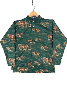 Vintage Ralph Lauren Poloshirt Herren Small Grün Horse Rider All Over Print - Bild 1 von 12