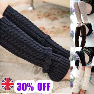 Extra Thick Women Winter Leg Warmers Knitted Stockings Crochet Shool Leggings UK - Picture 1 of 19