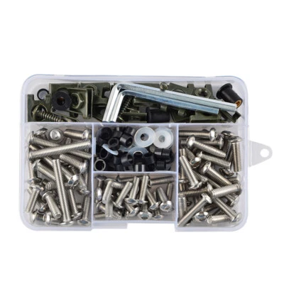 155×Motorbike Shell Fairing Bolt Plate Screws Nut Stainless Steel Thread Kit US - Image 1 of 4