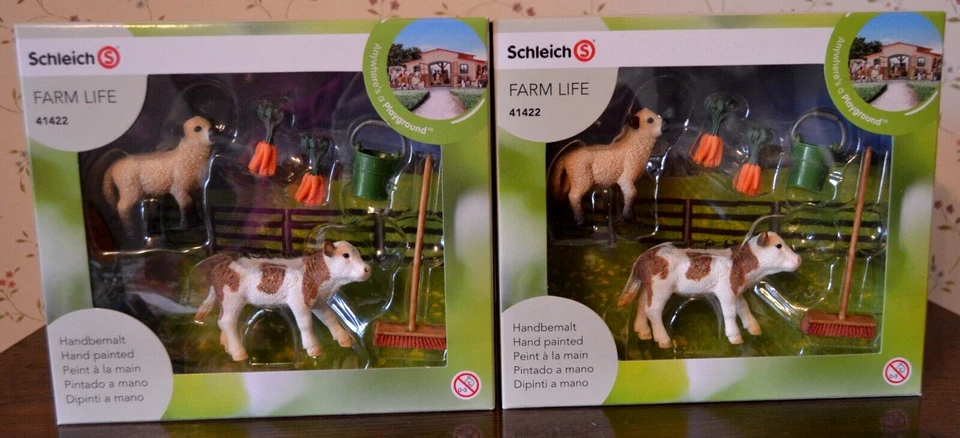 2 x Schleich Farm Life "Cuidado del establo con ternero y oveja", 41422, pint... - Imagen 1 de 1