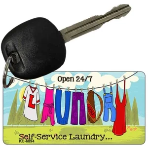 Laundry Self Service Novelty Metal Aluminum Key Chain License Plate Tag Art - Picture 1 of 1