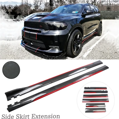 For Dodge Durango Carbon Fiber + Red  Look Side Skirt Extension Spoiler  Y Foto 1 de 4