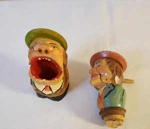 Vintage Anri Hand Carved Wine Stopper + Toothpick Holder From Italy - Picture 1 of 16