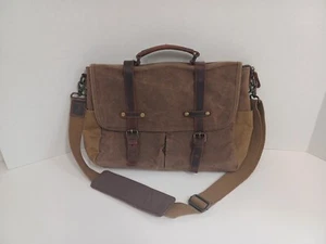 Newhey braune Ledertasche aus gewachstem Canvas Kuriertasche Laptoptasche braun wasserdicht – gebraucht, in einwandfreiem Zustand - Bild 1 von 10