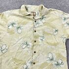 Tommy Bahama Shirt Men Large Yellow Button  Up Silk Floral Hawaiian Camp Hula Ej