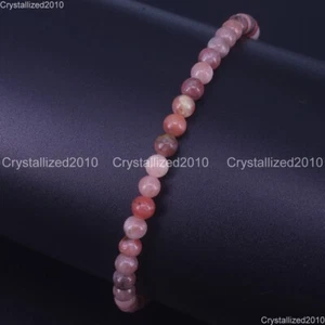 2 Pcs Handmade 4mm Natural Gemstone Round Beads Stretchy Bracelet Child Size 6" - Picture 1 of 132