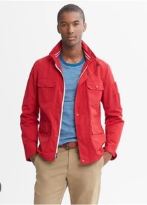 Banana Republic Men’s SZ M Four-Pocket Nylon Jacket Red Full Zip Snap Front - Picture 1 of 12