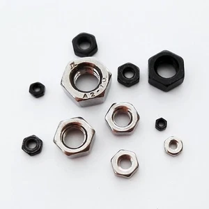 Black A2 304 Stainless Steel Metric Full Thread Hex Hexagonal Head Nut M1.4-M6 - Picture 1 of 19