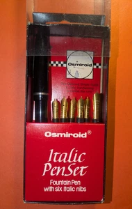 Osmiroid 65 Italic Füllfederhalter Set 6 Federn mit Box, Führungseinsatz fehlt 1974 - Bild 1 von 3
