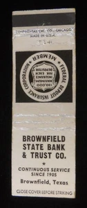 50er Jahre Brownfield State Bank & Trust Co. Seit 1905 Brownfield TX Terry Co MB - Bild 1 von 2