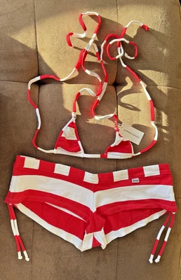 Conjunto de bikini Wicked Weasel 312 Trip Top micro y descarado fondo marinero rayas Foto 1 de 4