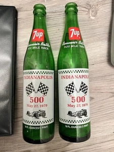 2 7UP SOUVENIR 16oz BOTTLE INDIANAPOLIS IN 500 MAY 28 1978 INDY RACING Soda Pop - Picture 1 of 8