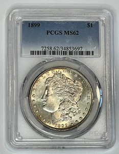 1899 Morgan Silver Dollar $1 PCGS MS62 ~ Beautiful Coin ~  Free Shipping - Picture 1 of 2