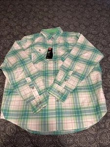 Under Armour Mens Shirt Large UA Heat Gear Gray/Green Plaid  - Picture 1 of 3