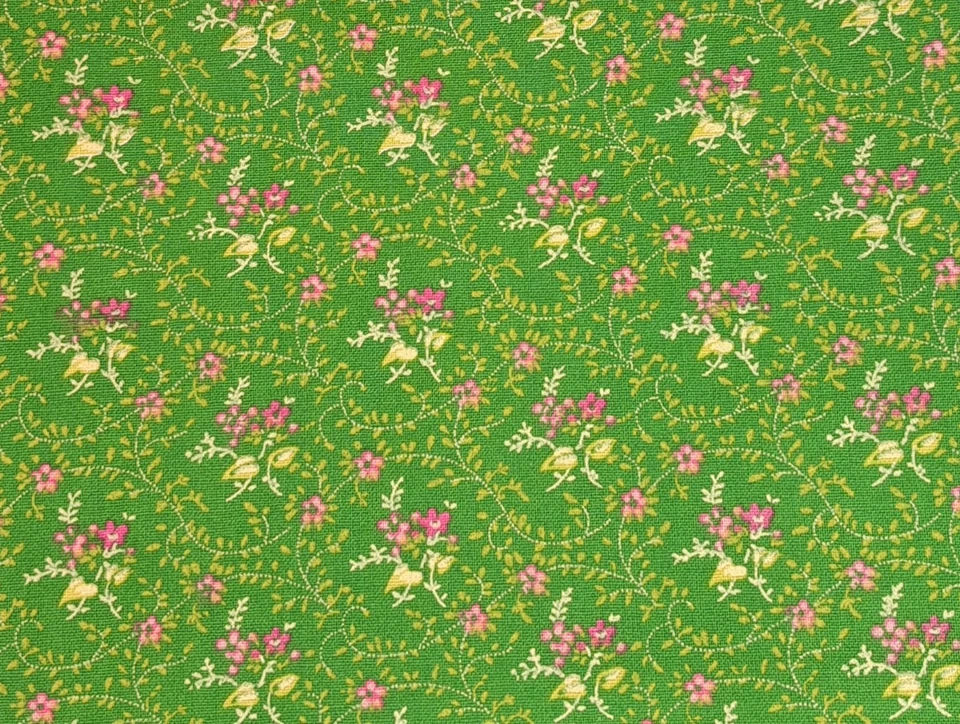 Tela de coser flores 100 % algodón textiles rosa floral verde 1 yarda David  Foto 1 de 1