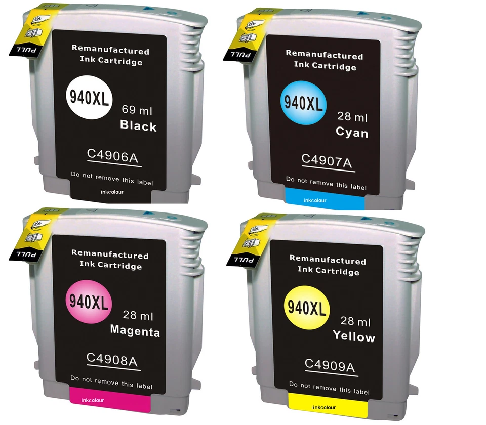 INKCOLOUR 4 cartuchos de tinta todo en uno 940XL sin fabricante de equipos originales para HP OfficeJet Pro 8500A e