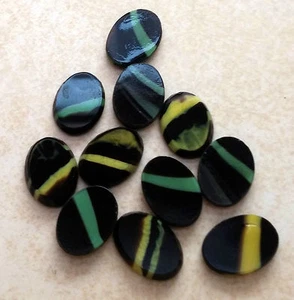 Vintage Oval Flat Cabochon Crafts Jewelry Making Pendant Ring Black Yellow Set 3 - Picture 1 of 4