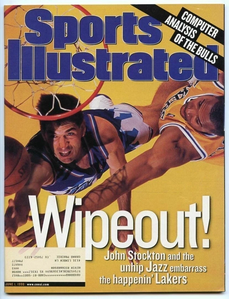 1 de junio de 1998 John Stockton Utah Jazz Derek Fisher LA Lakers Sports Illustrated Foto 1 de 1