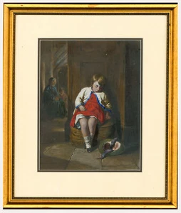 Framed Late 19th Century Watercolour - Sleeping Child - Picture 1 of 3