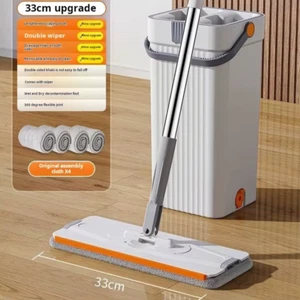 Microfiber Mop with Bucket, 360 Rotating, Flat Squeeze, Floor Cleaner Tool, Home - Picture 1 of 12