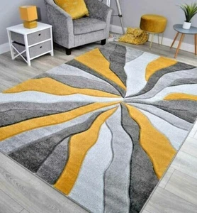 Modern Gold Grey Silver Floor Rugs Small Extra Large Thick Soft Pile Cheap - Picture 1 of 1