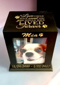 Katze Hund Urne Memorial Laser graviert | Haustier Memorial Box für Einäscherungsasche - Bild 1 von 4