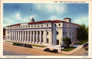 A84 Postkarte Miami Florida nagelneu Postgebäude alte Autos Straßenansicht - Bild 1 von 2