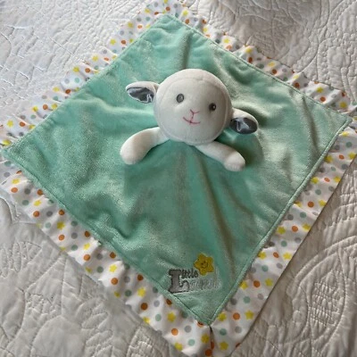 Garanimals Little Lamb Lovey Security Blanket Green Polka Dots Silk Lined Rattle - Image 1 of 4