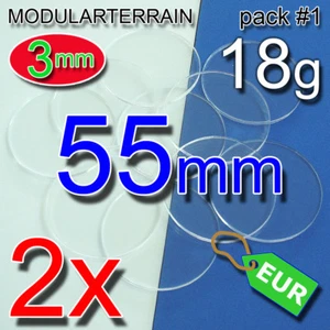 2x 55mm ROUND BASE 3mm CLEAR ACRYLIC REDONDA METACRILATO TRANSPARENTE SOCLE ROND - Imagen 1 de 1