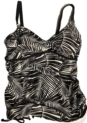 Liz Lange Maternity Swim Top Black White Floral Size S Cinch Sides Padded Bust - Image 1 of 4