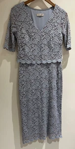 Per Una Dress Size 10 Blue Silver Lace Bodycon Short Sleeve Sequin Party Occasio - Picture 1 of 20