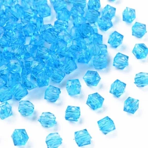 50 x Blue Coloured Acrylic Faceted Cube Shaped Beads - Size 5.5mm. - Picture 1 of 3