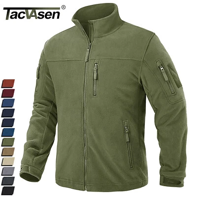 Men's Full-Zip Fleece Jacket Softshell Hiking Winter Windproof Casual Work Coat  - Image 1 of 4