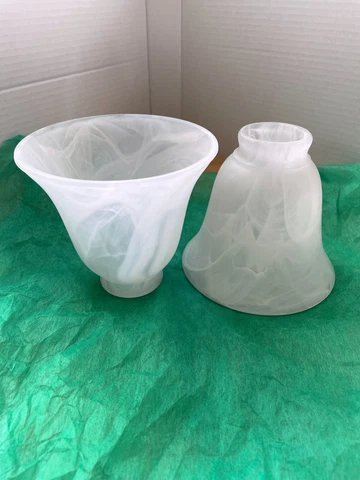 Pair of White Alabaster Glass Shades for Sconces Cover