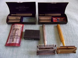 Menge 4 Vintage Valet Auto Strop Rasierer, 2 Hüllen, Anweisungen & Klingen. - Bild 1 von 19
