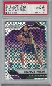 Brandon Ingram 2016 Panini Prizm Ruby Wave PSA 10 Gem Mint Rookie Card RC #131 - Picture 1 of 2