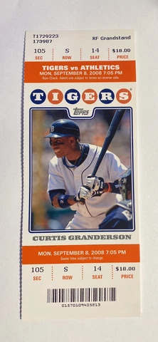 9/8/08 Detroit Tigers vs. Oakland A's 250,000th MLB Homerun Ticket G. Sheffield Cover