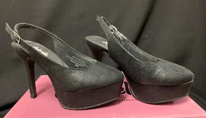 Cinderella of Boston Black Platform Slingback Fame Sz 2M - Picture 1 of 4