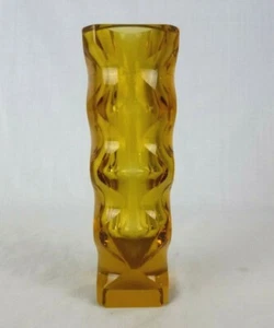 Vtg Wavy Amber Art Glass Vase Exbor Oldrich Lipsky Czech Bohemian 7.75" H - Picture 1 of 10