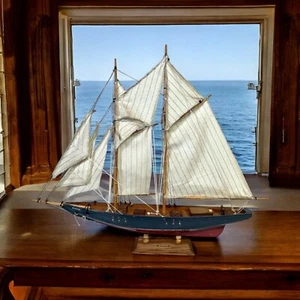 BLUENOSE schooner Sailboat 50cm- Wooden Model Sailing Yachts Nautical Décor - Picture 1 of 6