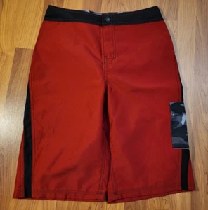 North Face Board Shorts Swim Trunks Boys Large L Size 16 Unlined Red Camo Pocket - Picture 1 of 5