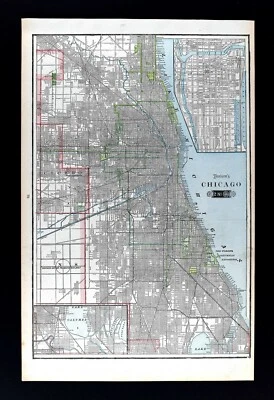1901 Tunison Map Chicago Illinois Jackson Lincoln Park Michigan Avenue Calumet - Image 1 of 4