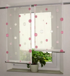 Scheibengardinen Vorhang Gardine modern rosa weiß Punkte Kinder Mädchen neu - Bild 1 von 8
