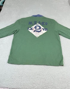 VTG Polo Ralph Lauren Rugby Shirt Mens L Green 67th Tournament Crest Patch - Picture 1 of 23
