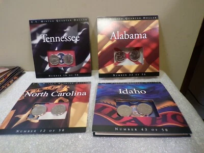 LOT OF 4 COINS OF AMERICA STATE QUARTER SETS 8 QUARTERS NC TENNESSEE IDAHO ALABA - Image 1 of 4